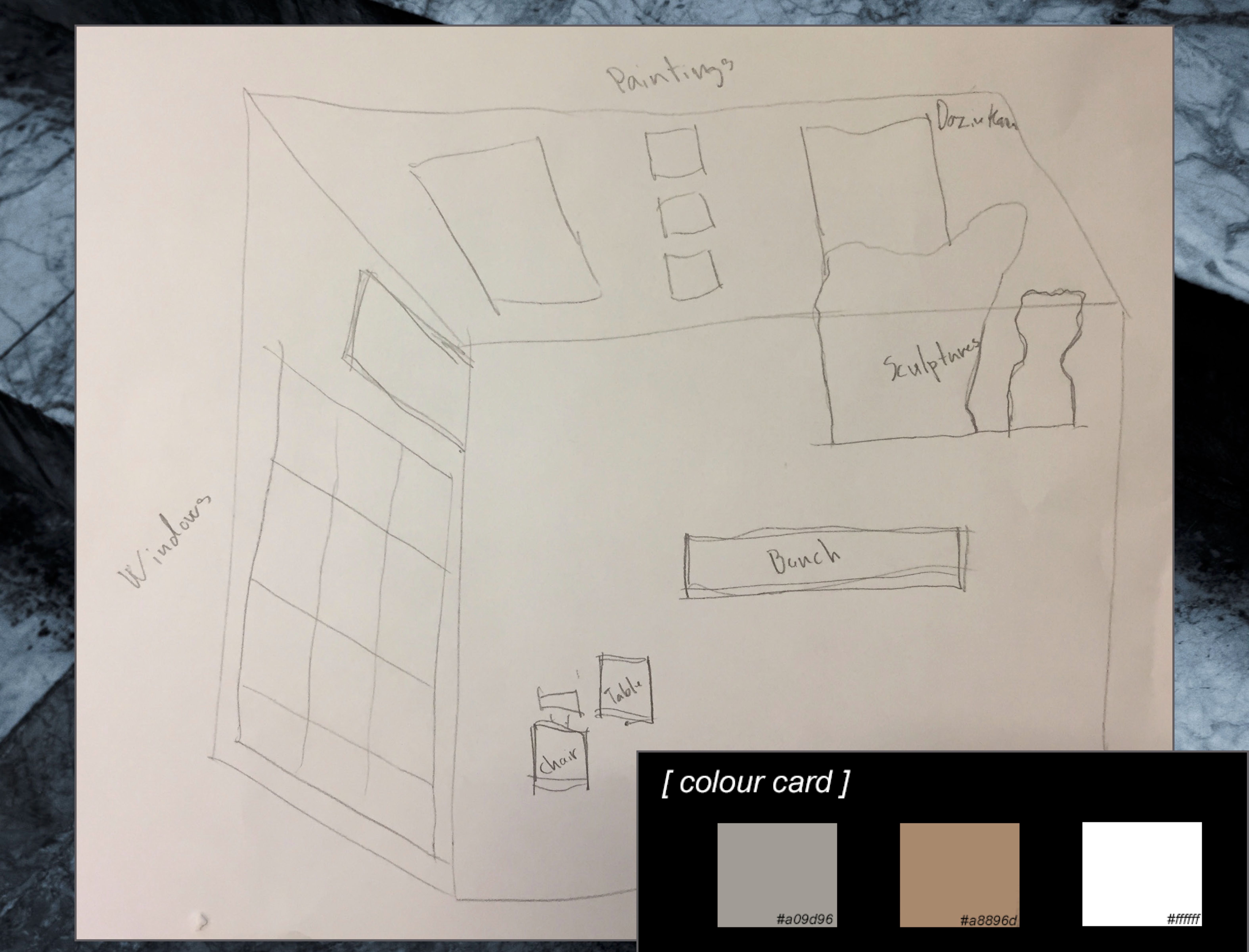 exhbition sketch with color scheme